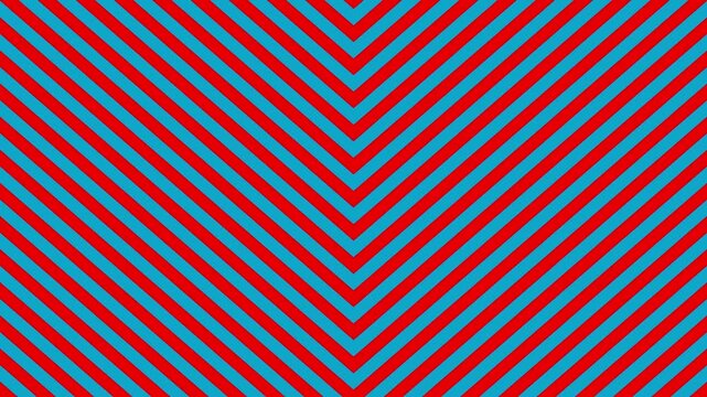 A vibrant graphic background animation featuring seamless looping diagonal stripes forming a continuous chevron or V-shaped pattern moving across the screen. Colored in high-contrast red and bright cy