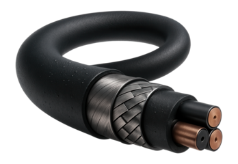 Thick insulated armored cable with waterproof coating for suburban garage power supply.