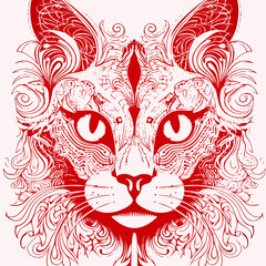 A tribal lion and tiger animal mask tattoo design with decorative black floral ornament wings