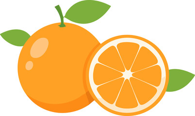 Bright orange fruit with juicy slices and green leaves, perfect for fresh summer