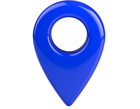 3D Glossy Map Marker in Blue Gradient, isolated PNG