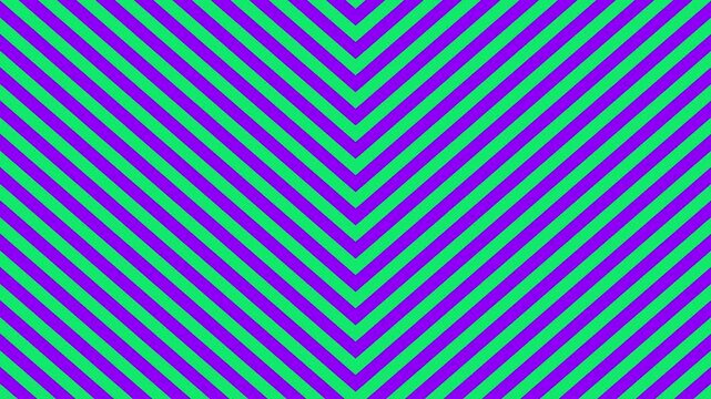 Bright green and dark purple diagonal stripes moving in a synchronized chevron formation. This bold, colorful 3D-style pattern is designed for eye-catching social media content, gaming backgrounds, or