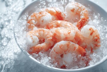 Freshly cooked shrimp with a light seasoning served in a metal bowl on a textured