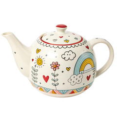 Teapot with playful design isolated on white background perfect for tea brewing kitchen and decor
