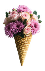 PNG Ice cream cone flowers chrysanthemums roses.