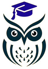 Smart Owl with a Graduation Cap  on transparent background..