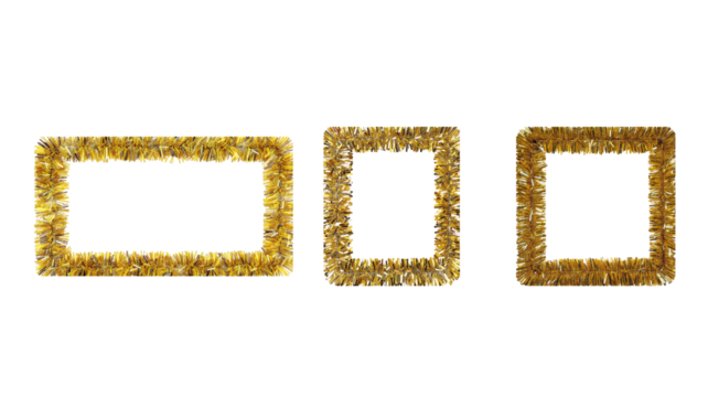 Golden tinsel frame on transparent background png - Powered by Adobe