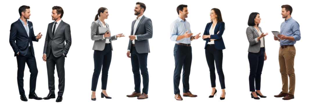 Group of business people talking together isolated on white or transparent background - Powered by Adobe
