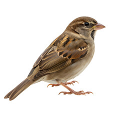 Fototapeta premium Sparrow Perched Isolated Bird Close-Up on Transparent Background