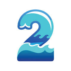 Obraz premium Ocean Wave Number 2 Numbermark Logo - Dynamic Marine Vector Ico