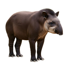 Standing Tapir Isolated on Transparent Background Showing its Unique Features