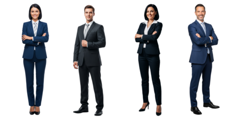 Group of business people isolated on white or transparent background