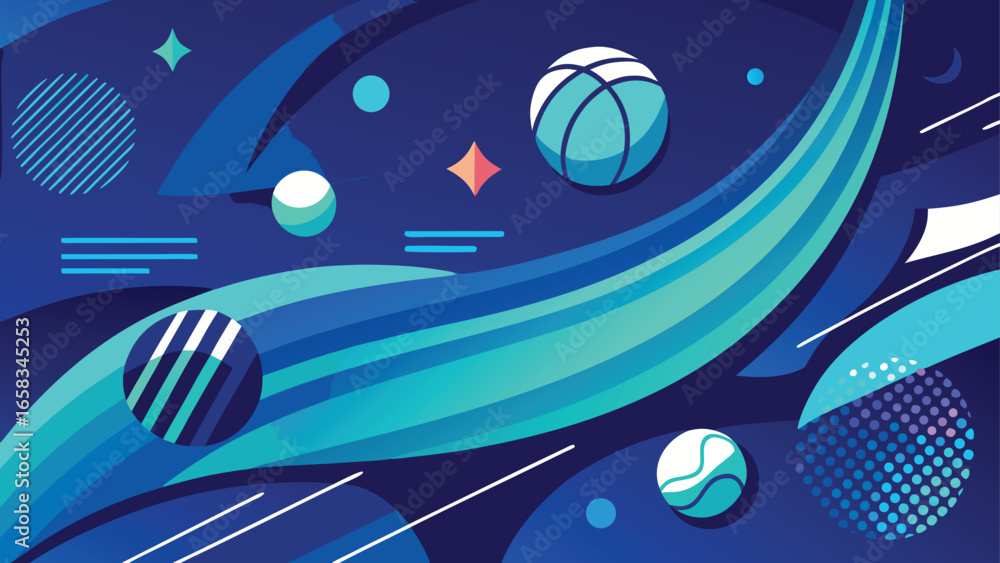 Poster abstract sports background featuring dynamic blue and purple lines creating a sense of movement and 