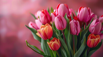 Naklejka premium Happy Mother's day and Women's Day decoration concept made from flower and gift box on pastel background.