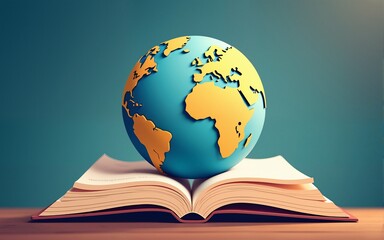 World book day concept abstract illustration open book globe. High quality