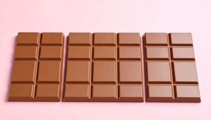 Obraz premium Three milk chocolate bars on a pink background