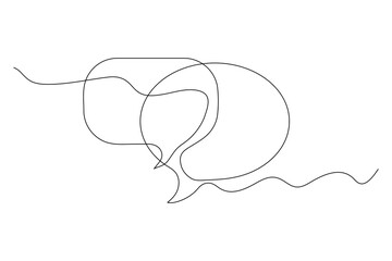 Speech bubble icon continuous one line drawing minimalist outline vector illustration