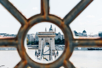 Vista del ponte delle catene a Budapest, Ungheria