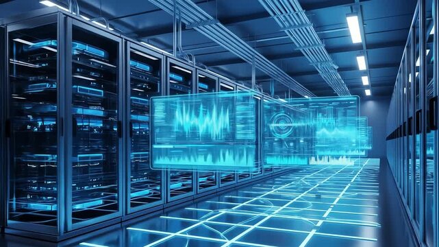 High-Tech Data Center Advanced Server Room Infrastructure and Digital Technology