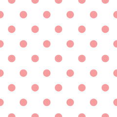 Light pink and white polka dot seamless pattern background