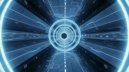 Futuristic glowing digital radar interface with concentric circles and holographic scanning visualization - Powered by Adobe