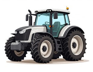 Obraz premium White tractor, front view