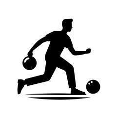  bowling player silhouette,  bowling player vector