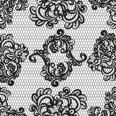 Delicate lace florals seamlessly repeating across white background, presenting intricate pattern perfect for textile, wallpaper, invitation design