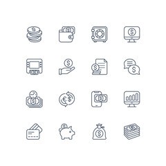 Corporate Finance and Banking Line Icon Set