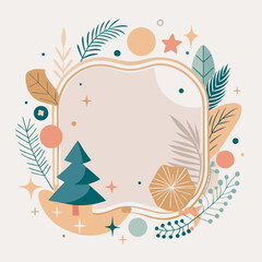 Winter Holiday Frame with Pine Tree