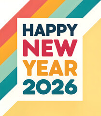Happy New Year 2026 font art illustration design background
