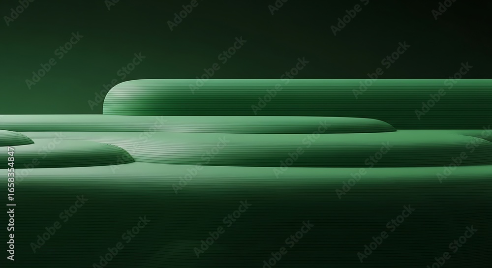 Poster minimalist green layered platform display for product showcase background