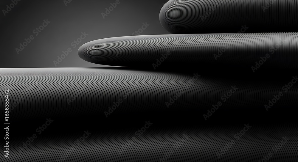 Aufkleber monochromatic composition showcasing stacked rounded forms with delicate line patterns