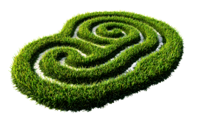 Twisting Green Grass Pattern in a Unique Design Shape Isolate on Transparent Background, cutout, png
