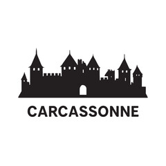 Obraz premium Carcassonne Medieval City Silhouette Vector