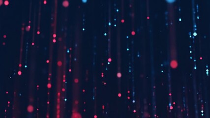 Abstract network of red & blue light streaks & bokeh on dark backdrop - Powered by Adobe