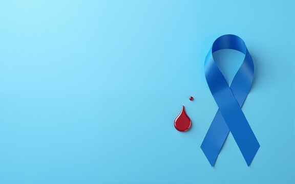 Light blue ribbons with blood on blue background , world diabetes day. High quality
