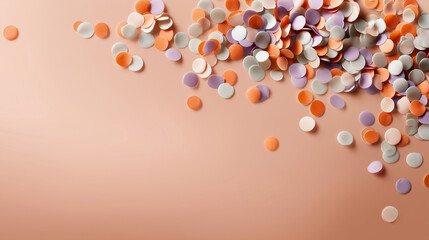 Playful Confetti Dots on a Soft Peach Background with Copy Space