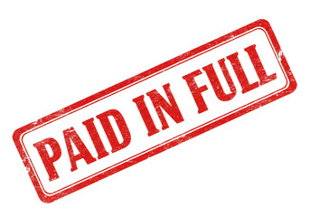 Red paid in full stamp isolated on transparent background