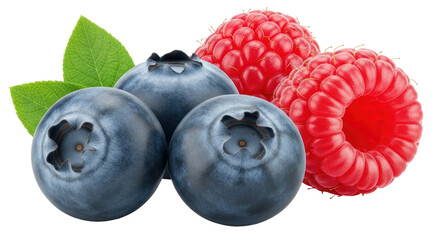 Isolated Blueberries and Raspberries © Johanna