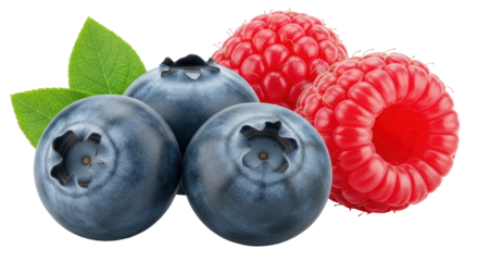 Isolated Blueberries and Raspberries