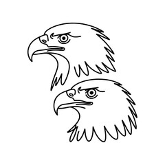 Obraz premium Two Bald Eagle Heads: Line Art Illustration - Profile View
