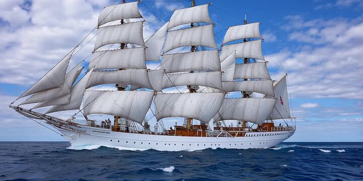 A barque ship - wooden boat with sails