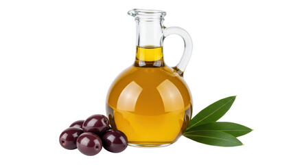 Isolated Olive Oil and Olives