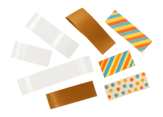 Set of adhesive tape pieces isolated .