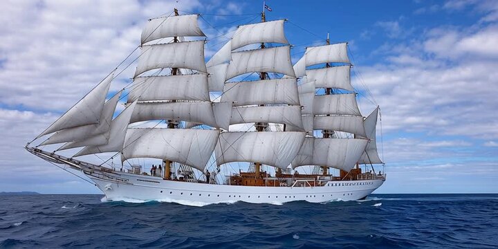 A barque ship - wooden boat with sails
