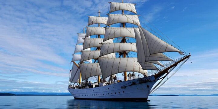 A barque ship - wooden boat with sails