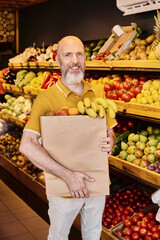 Buying organic food at a modern grocery store with local produce