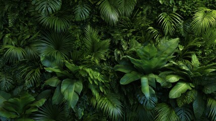 Lush green jungle foliage dense with vibrant flora. Neural network AI generated