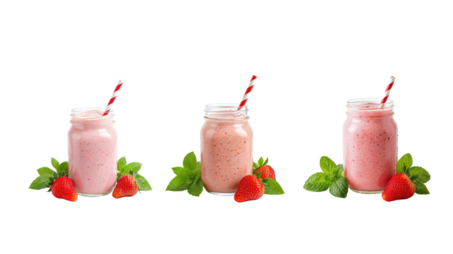 Strawberry smoothie on transparent background png